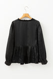 Frilled V Neck Puff Sleeve Babydoll Blouse