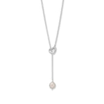 16" + 2" Cultured Freshwater Pearl and CZ Heart Lariat Necklace