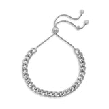 Rhodium Plated Curb Chain Bolo Bracelet - Brier Hills