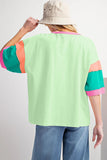 Color Block Sleeve Round Neck Oversize Top