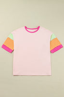 Color Block Sleeve Round Neck Oversize Top