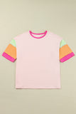 Color Block Sleeve Round Neck Oversize Top