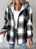 Women's Flannel Plaid Shacket Long Sleeve Button Down Shirt Coat