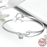 S925 Pure Silver Women's Zircon Heart Bracelet