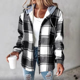 Women's Flannel Plaid Shacket Long Sleeve Button Down Shirt Coat