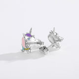 Unicorn Earrings 925 Sterling Silver Cute Tiny Small Unicorn Stud Earrings