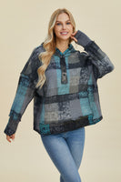 Full Size Plaid Dropped Shoulder Hoodie