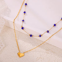 18K Gold Exquisite and Fashionable Heart Pendant with Double-layer Design Luxury Style Necklace