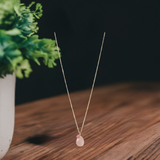 14 Karat Gold Rose Quartz and Pink Hydro Glass Necklace