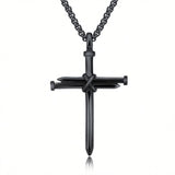 Stainless Steel Titanium Steel Alloy Nail Necklace - Black