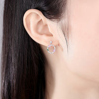 Colorful S925 Silver Earrings Round Square Candy Color