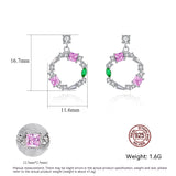 Colorful S925 Silver Earrings Round Square Candy Color