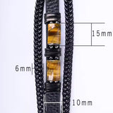 Natural Tiger Eye Stone - Handmade Leather Braided Bracelet