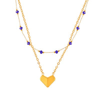 18K Gold Exquisite and Fashionable Heart Pendant with Double-layer Design Luxury Style Necklace