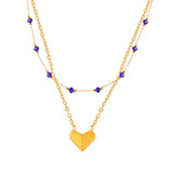 18K Gold Exquisite and Fashionable Heart Pendant with Double-layer Design Luxury Style Necklace