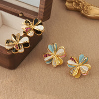Vintage 18K Gold Plated Flower Earrings