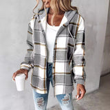 Women's Flannel Plaid Shacket Long Sleeve Button Down Shirt Coat