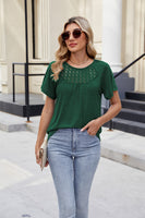Sexy Lace Blouse with Pleated Short Sleeves for Women