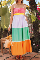 Colorful Colorblock Maxi Dress