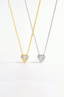 925 Sterling Silver Inlaid Zircon Heart Pendant Necklace