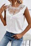 Black Guipure Lace Crochet Keyhole Back Tank Top