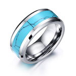 Man's Turquoise Tungsten Steel Ring