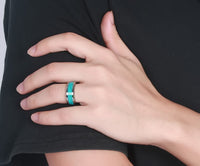 Man's Turquoise Tungsten Steel Ring