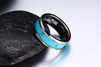 Man's Turquoise Tungsten Steel Ring