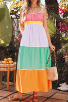 Colorful Colorblock Maxi Dress