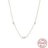 S925 Sterling Silver Simple Triple CZ Twin Clavicle Necklace