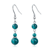 Sterling Silver Hooks Turquoise Dangle Drop Earrings