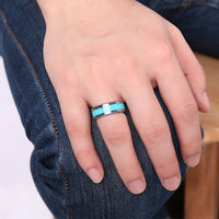 Man's Turquoise Tungsten Steel Ring