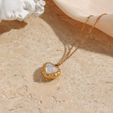 18k Gold Plating Stainless Steel Luxury Pendant Jewelry Vintage Shell Love Light