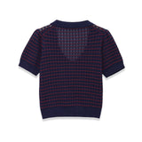 Woman's Short Sleeved Knitted Small Round Collar Top