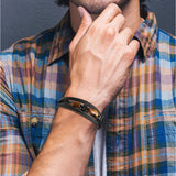 Natural Tiger Eye Stone - Handmade Leather Braided Bracelet