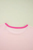 Color Block Sleeve Round Neck Oversize Top