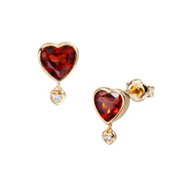 Natural Garnet and Zircon Stud Earrings