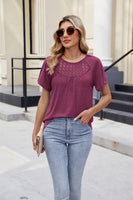 Sexy Lace Blouse with Pleated Short Sleeves for Women
