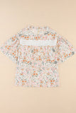 Multicolor Floral Print Wide Batwing Sleeves Blouse