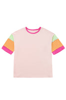 Color Block Sleeve Round Neck Oversize Top