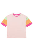 Color Block Sleeve Round Neck Oversize Top