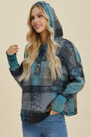 Full Size Plaid Dropped Shoulder Hoodie