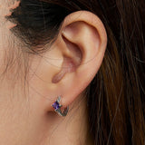 Sterling Silver S925 Purple Cubic Zirconia Ear Clip