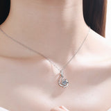 Swan Round Cut 0.8 Carat Moissanite S925 Pendant Necklace