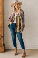Multicolor Brushed Checked Tunic Buttoned Shacket