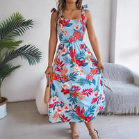 Flowers Print Suspender Corset Summer Dress