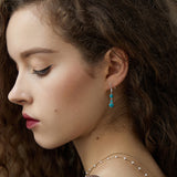 Sterling Silver Hooks Turquoise Dangle Drop Earrings