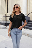 Sexy Lace Blouse with Pleated Short Sleeves for Women