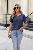 Sexy Lace Blouse with Pleated Short Sleeves for Women