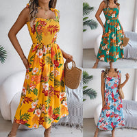 Flowers Print Suspender Corset Summer Dress